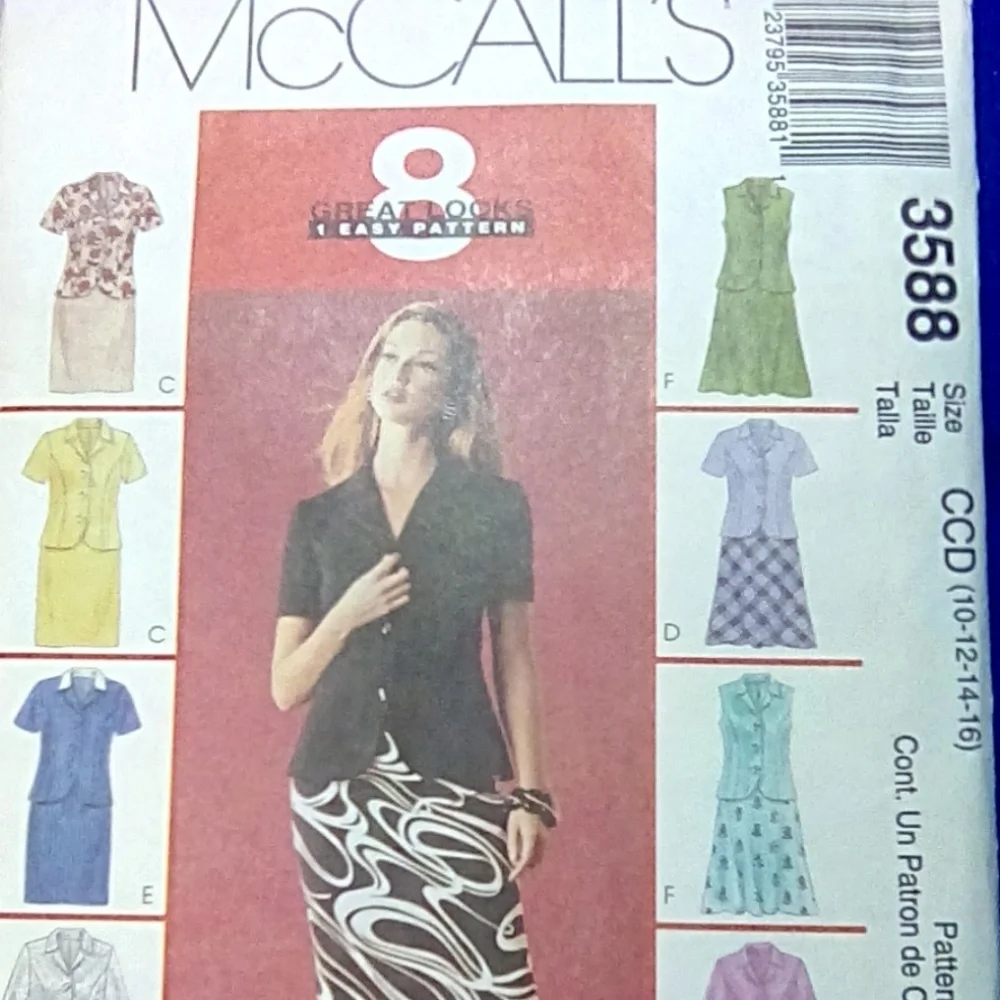 McCall's Lined Jacket Skirt Size 10-16